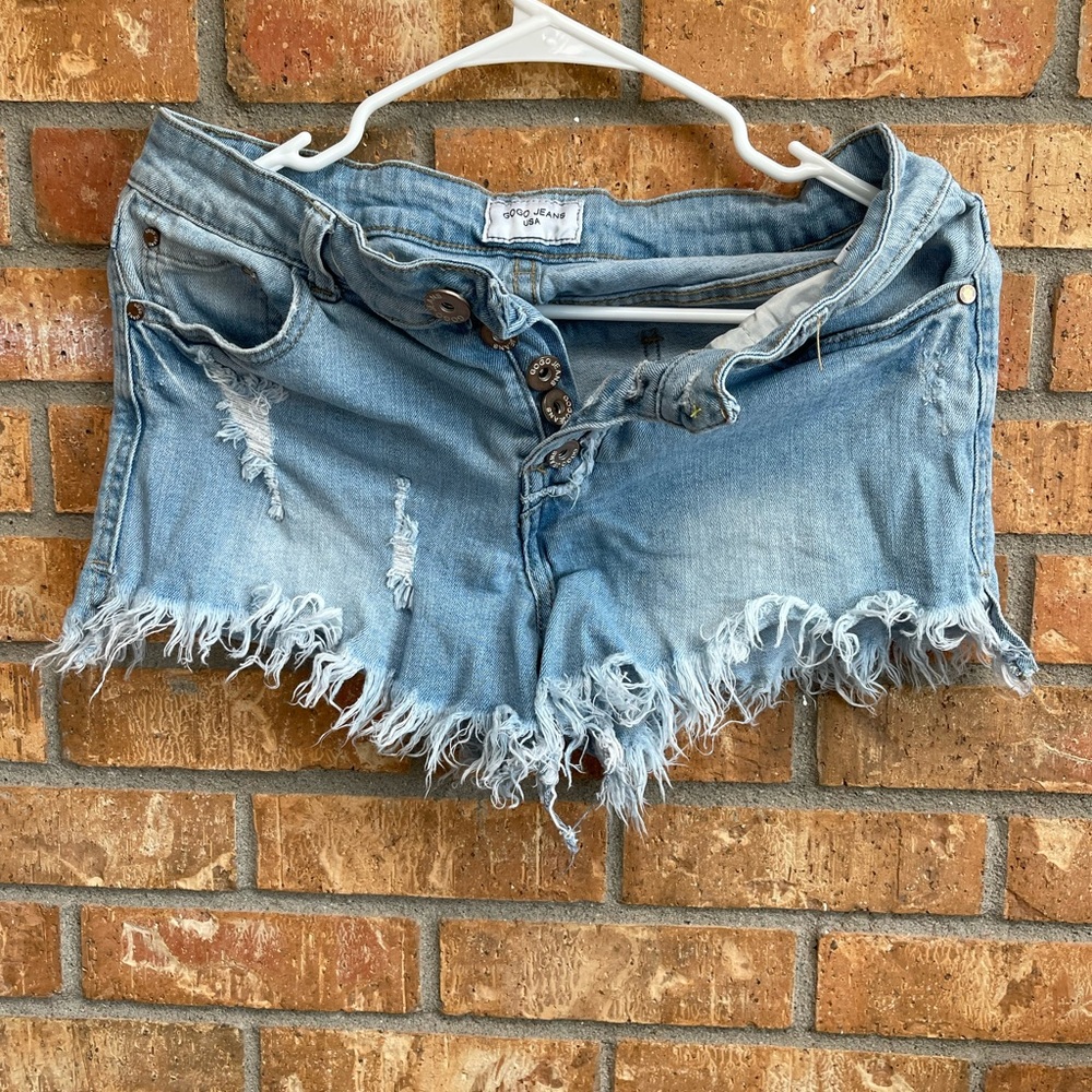 Distressed Denim shorts, light blue, size 11